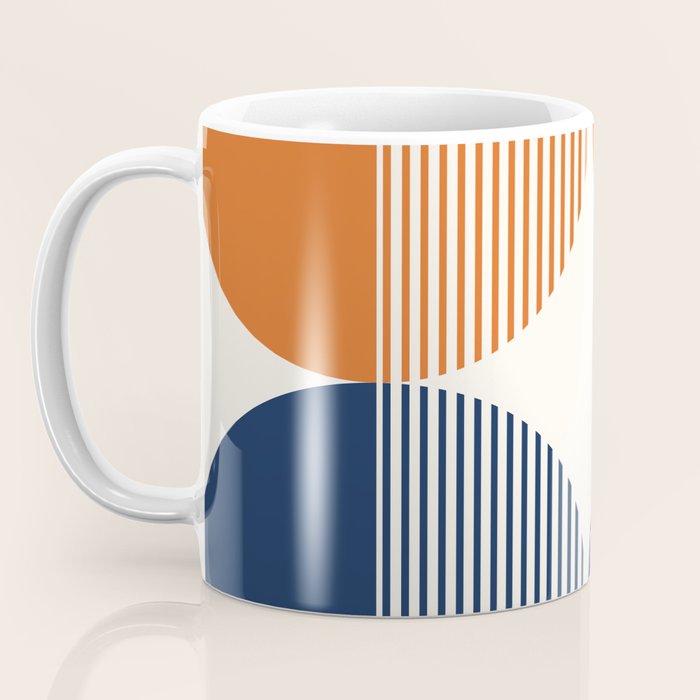 Abstraction Shapes 116 in Navy Blue Orange (Moon Phase Abstract)  Coffee Mug Gallery Image 3