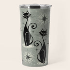 Mid Century Meow Retro Atomic Cats - Gray Travel Mug Gallery Image 1