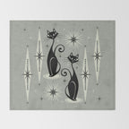 Mid Century Meow Retro Atomic Cats - Gray Throw Blanket Gallery Image 2