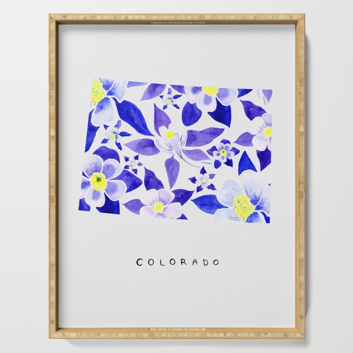 Colorado State Flower - Blue Columbine Serving Tray Gallery Image 1