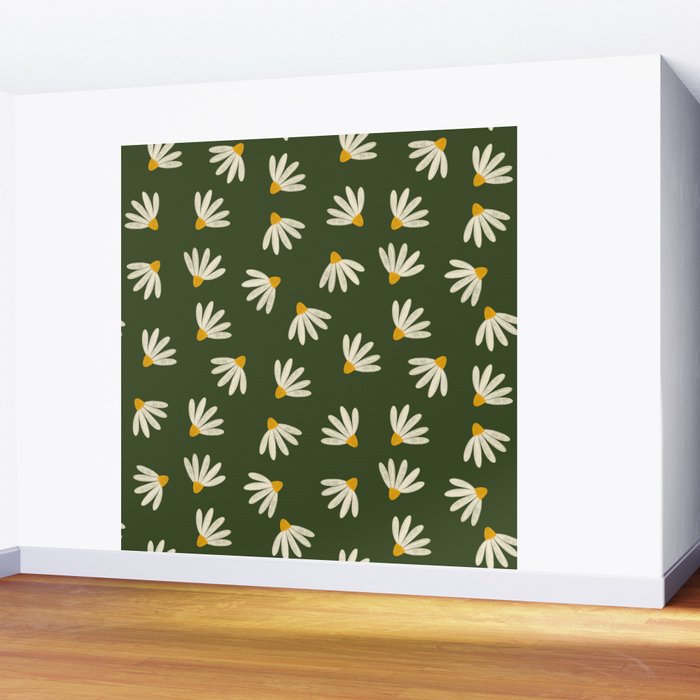 Oh! Daisy - green  Wall Mural Gallery Image 2