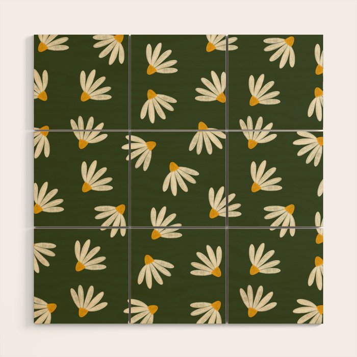 Oh! Daisy - green  Wood Wall Art Gallery Image 1