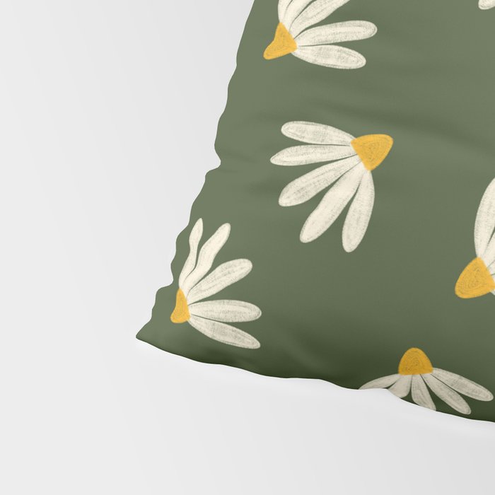 Oh! Daisy - green  Pillow Sham Gallery Image 4