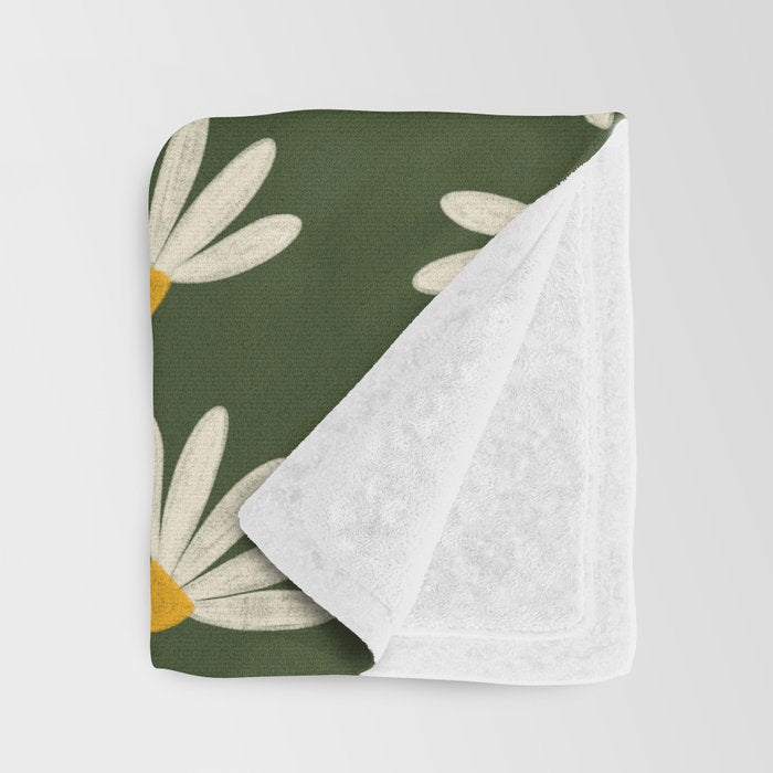 Oh! Daisy - green  Throw Blanket Gallery Image 3