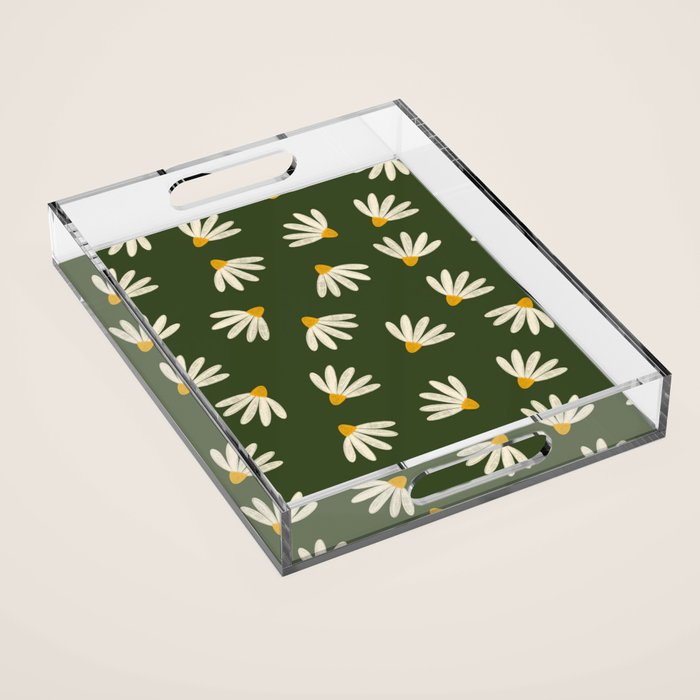 Oh! Daisy - green  Acrylic Tray Gallery Image 1