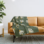 Oh! Daisy - green  Throw Blanket Gallery Image 1