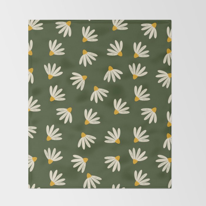 Oh! Daisy - green  Throw Blanket Gallery Image 2