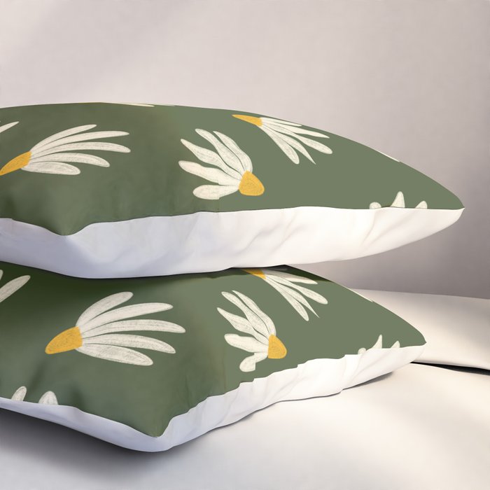 Oh! Daisy - green  Pillow Sham Gallery Image 3