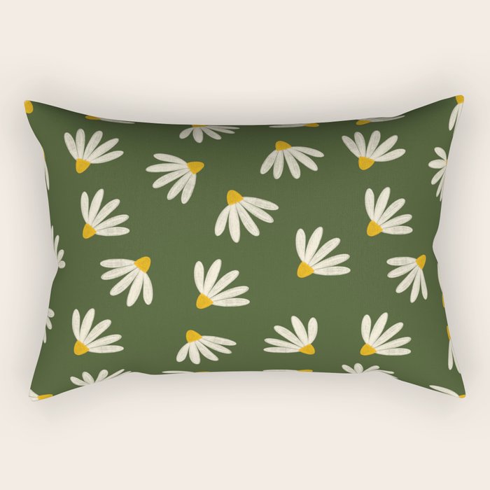 Oh! Daisy - green  Rectangular Pillow Gallery Image 1