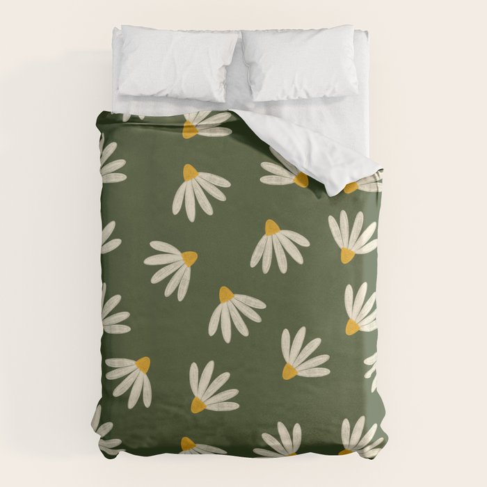 Oh! Daisy - green  Duvet Cover Gallery Image 1