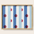 Handcrafted Blue Stripes and Red Dots Pattern Serving Tray Gallery Image 1
