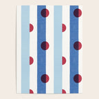 Handcrafted Blue Stripes and Red Dots Pattern Poster Gallery Image 4