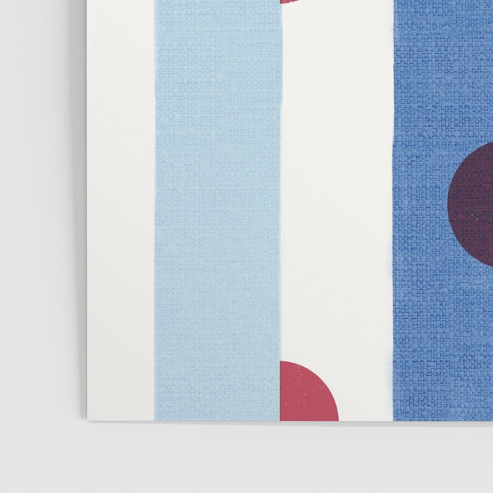 Handcrafted Blue Stripes and Red Dots Pattern Poster Gallery Image 3