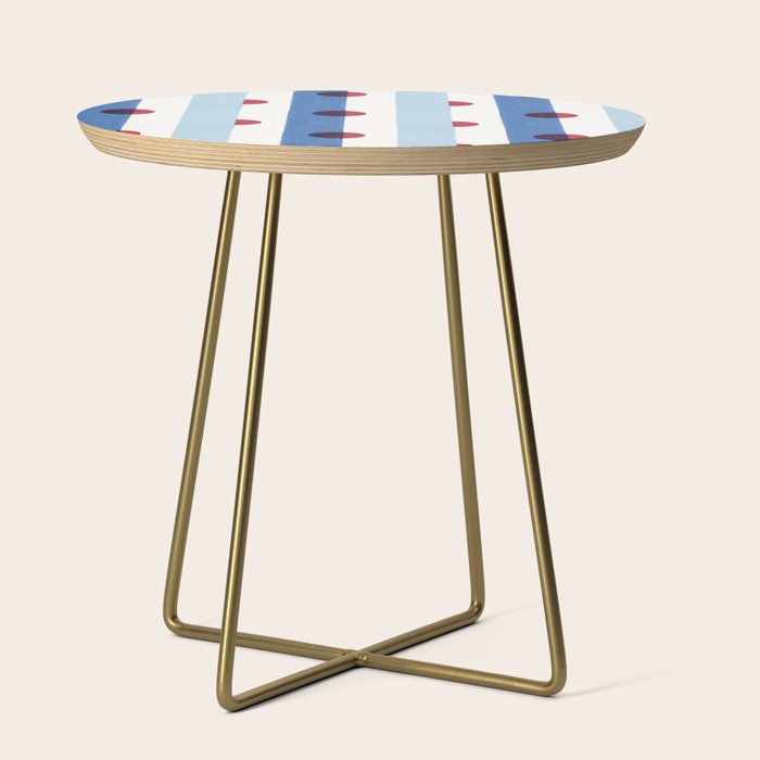 Handcrafted Blue Stripes and Red Dots Pattern Side Table Gallery Image 1