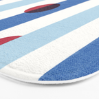 Handcrafted Blue Stripes and Red Dots Pattern Bath Mat Gallery Image 3