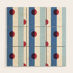 Handcrafted Blue Stripes and Red Dots Pattern Wood Wall Art Gallery Image 1