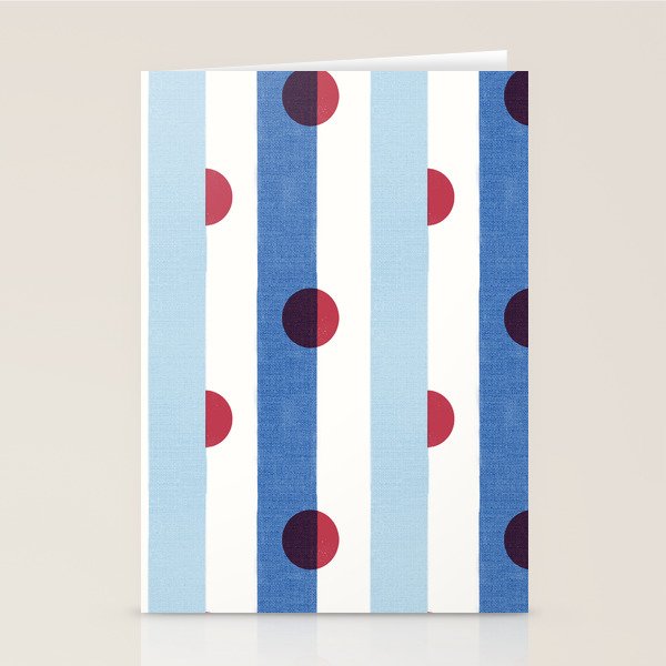 Handcrafted Blue Stripes and Red Dots Pattern Stationery Card Gallery Image 2