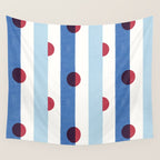 Handcrafted Blue Stripes and Red Dots Pattern Wall Tapestry Gallery Image 4