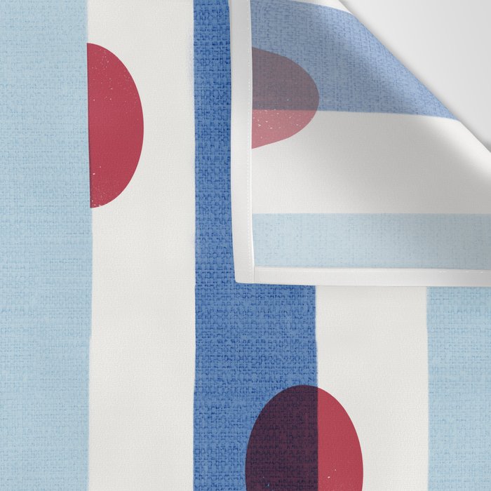Handcrafted Blue Stripes and Red Dots Pattern Wall Tapestry Gallery Image 3
