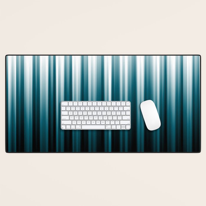 Tropical Dark Teal Inspired by 2020 Color Oceanside SW6496 Soft Vertical Blurred Line Pattern Desk Mat Gallery Image 1