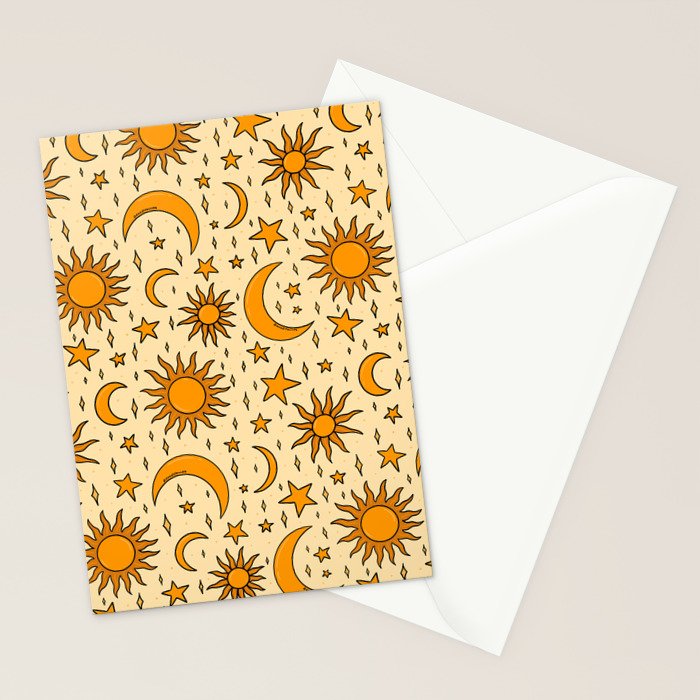 Vintage Sun and Star Print Stationery Card Gallery Image 2
