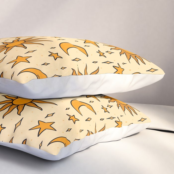 Vintage Sun and Star Print Pillow Sham Gallery Image 3