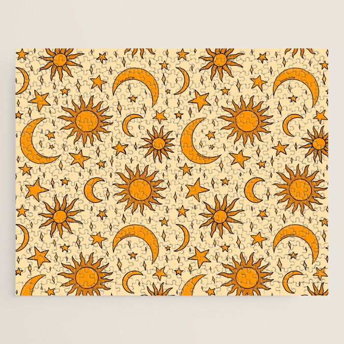 Vintage Sun and Star Print Jigsaw Puzzle Gallery Image 1