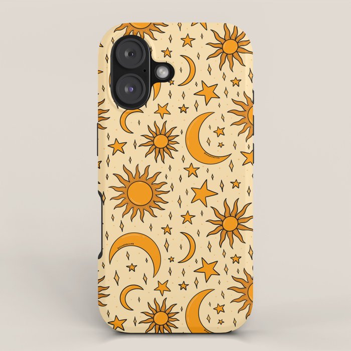 Vintage Sun and Star Print iPhone Case