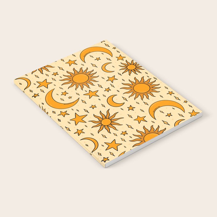 Vintage Sun and Star Print Notebook Gallery Image 1