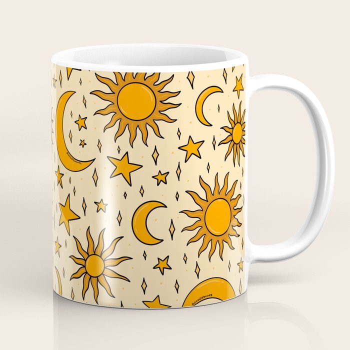 Vintage Sun and Star Print Coffee Mug Gallery Image 1