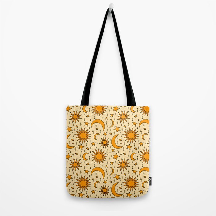 Vintage Sun and Star Print Tote Bag Gallery Image 2