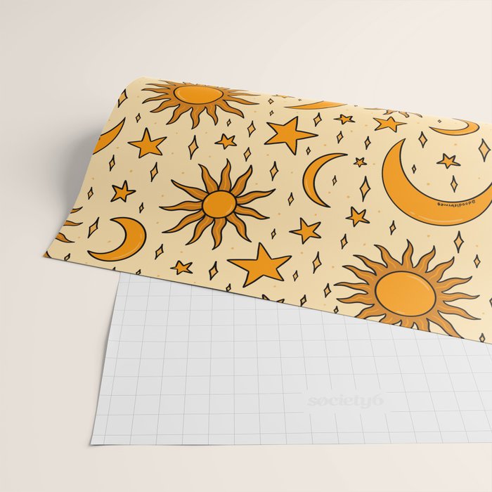 Vintage Sun and Star Print Wrapping Paper Gallery Image 2