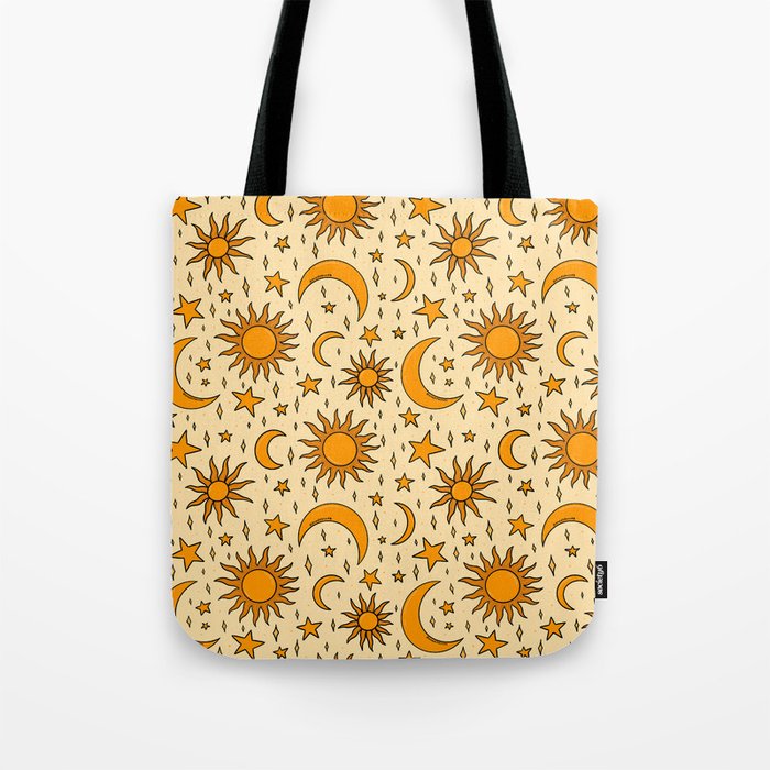 Vintage Sun and Star Print Tote Bag Gallery Image 1