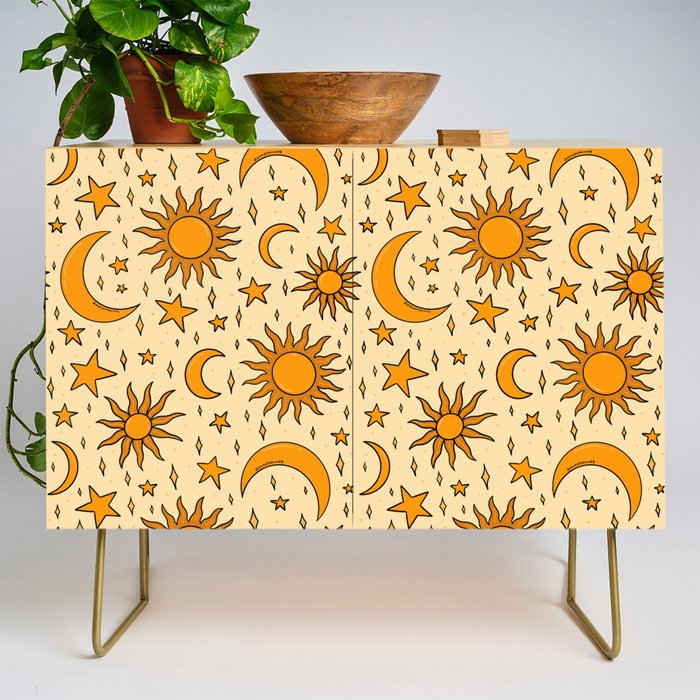 Vintage Sun and Star Print Credenza Gallery Image 1