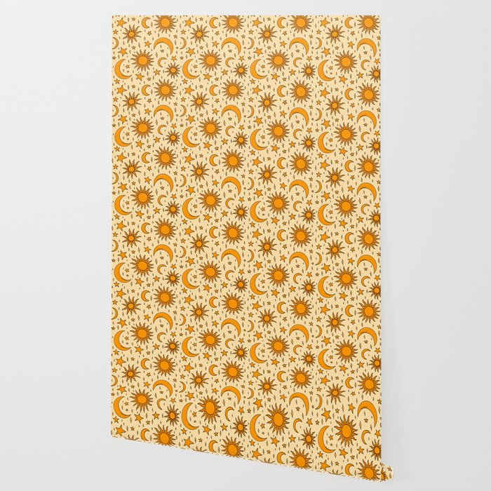 Vintage Sun and Star Print Wallpaper Gallery Image 2