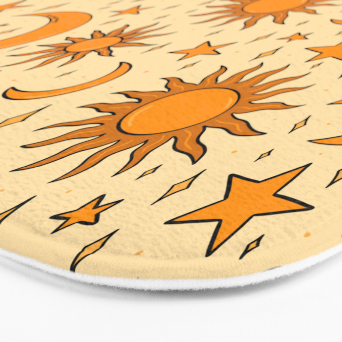 Vintage Sun and Star Print Bath Mat Gallery Image 3