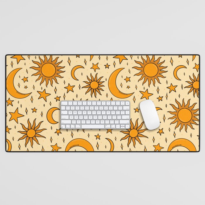 Vintage Sun and Star Print Desk Mat Gallery Image 1