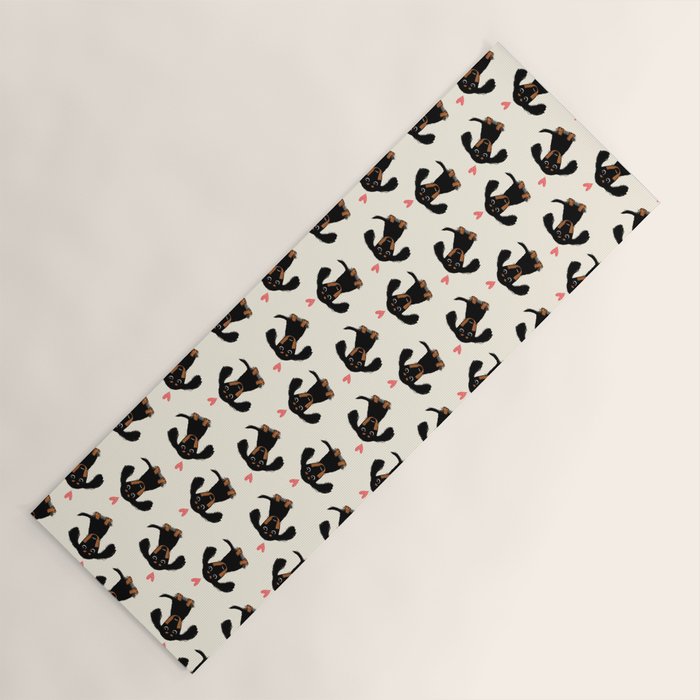 Dachshund Love | Cute Longhaired Black and Tan Wiener Dog Yoga Mat Gallery Image 1
