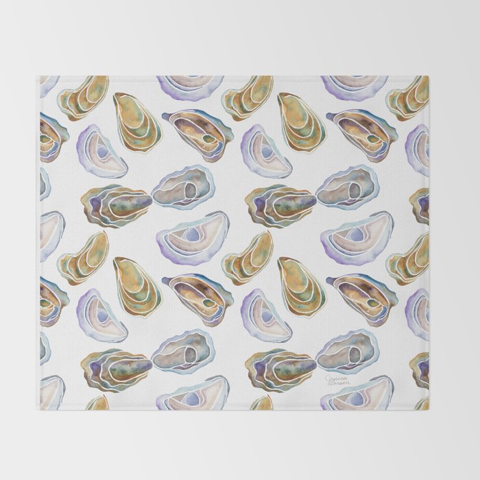 Watercolor Oysters Throw Blanket Gallery Image 2