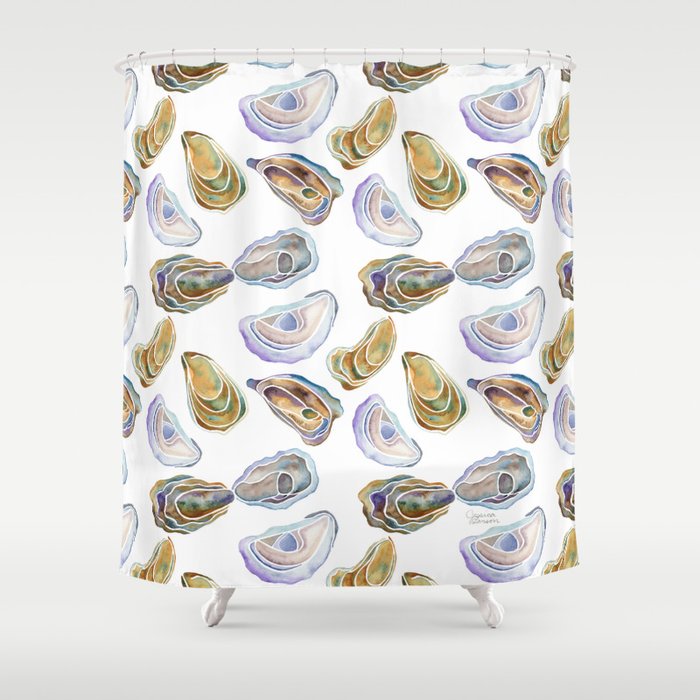 Watercolor Oysters Shower Curtain Gallery Image 1