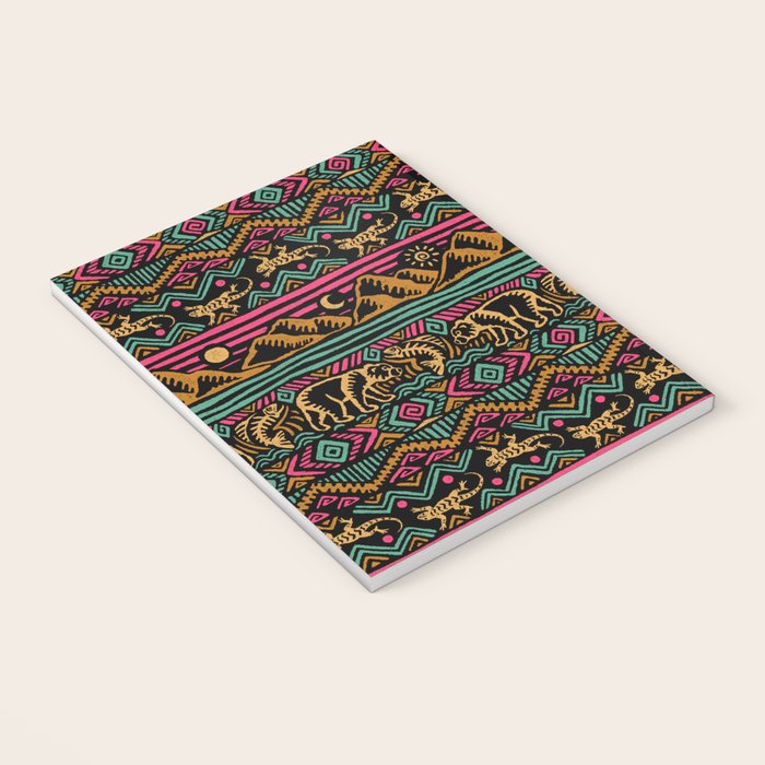 Mangatsika Mountain Stripe - Gold, pink, and teal Notebook Gallery Image 3