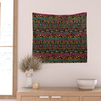 Mangatsika Mountain Stripe - Gold, pink, and teal Wall Tapestry Gallery Image 2