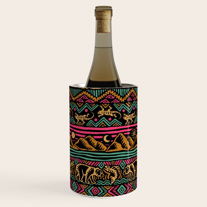 Mangatsika Mountain Stripe - Gold, pink, and teal Wine Chiller Gallery Image 3