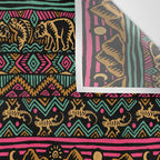 Mangatsika Mountain Stripe - Gold, pink, and teal Wall Tapestry Gallery Image 3