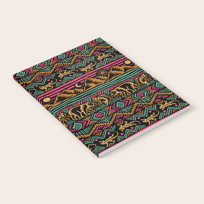 Mangatsika Mountain Stripe - Gold, pink, and teal Notebook Gallery Image 2