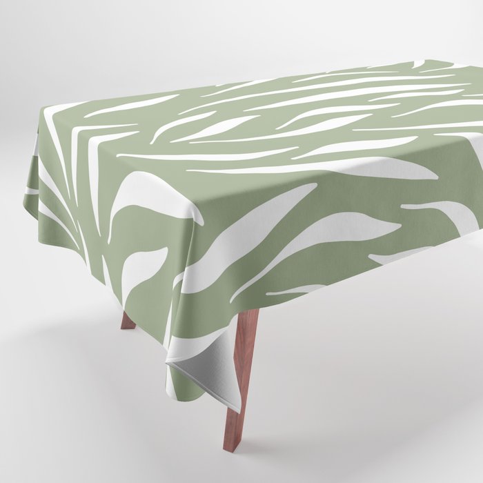 Sage Green Abstract Leaf Pattern Tablecloth Gallery Image 1