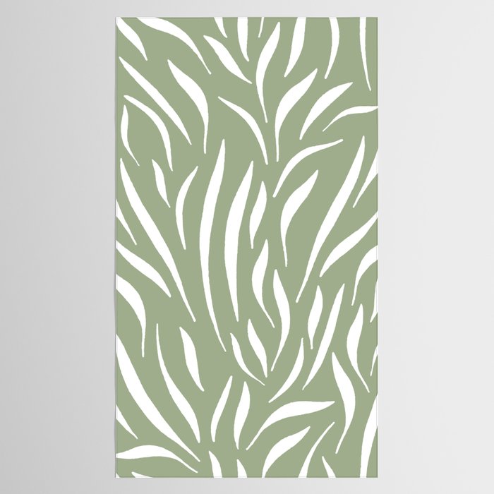 Sage Green Abstract Leaf Pattern Tablecloth Gallery Image 2