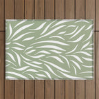 Sage Green Abstract Leaf Pattern Outdoor Rug Gallery Image 1