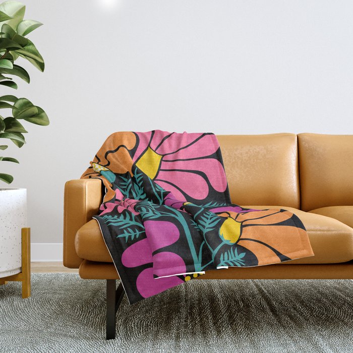 70s Disco Garden Throw Blanket Gallery Image 1