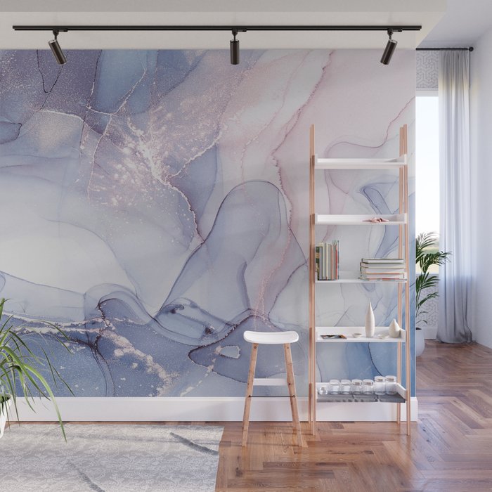 Abstract Blue Pink Purple Art Print By LandSartprints Wall Mural Gallery Image 1
